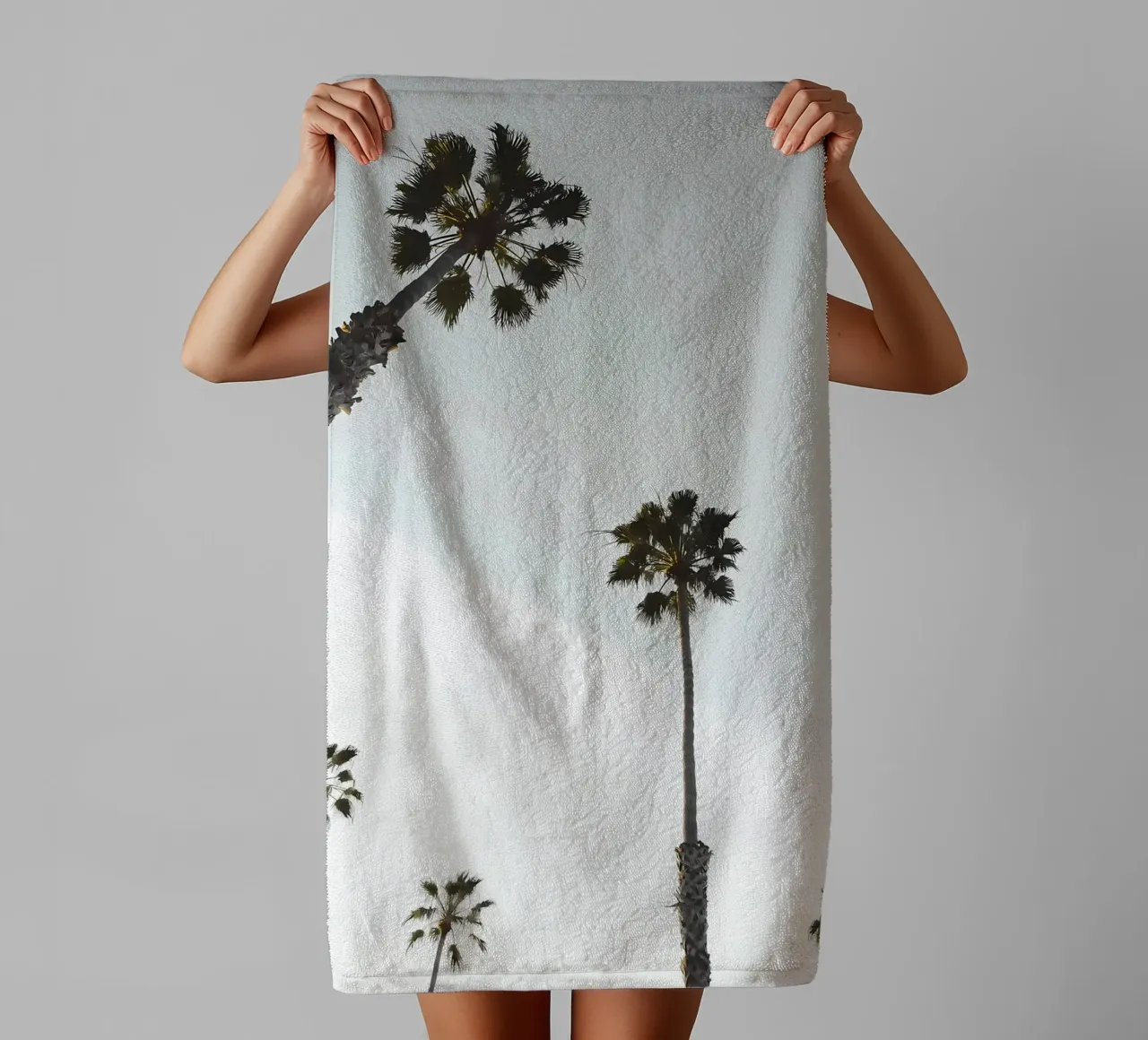palm trees sky tall trees nature towel by Jennifer R Spyhalski
