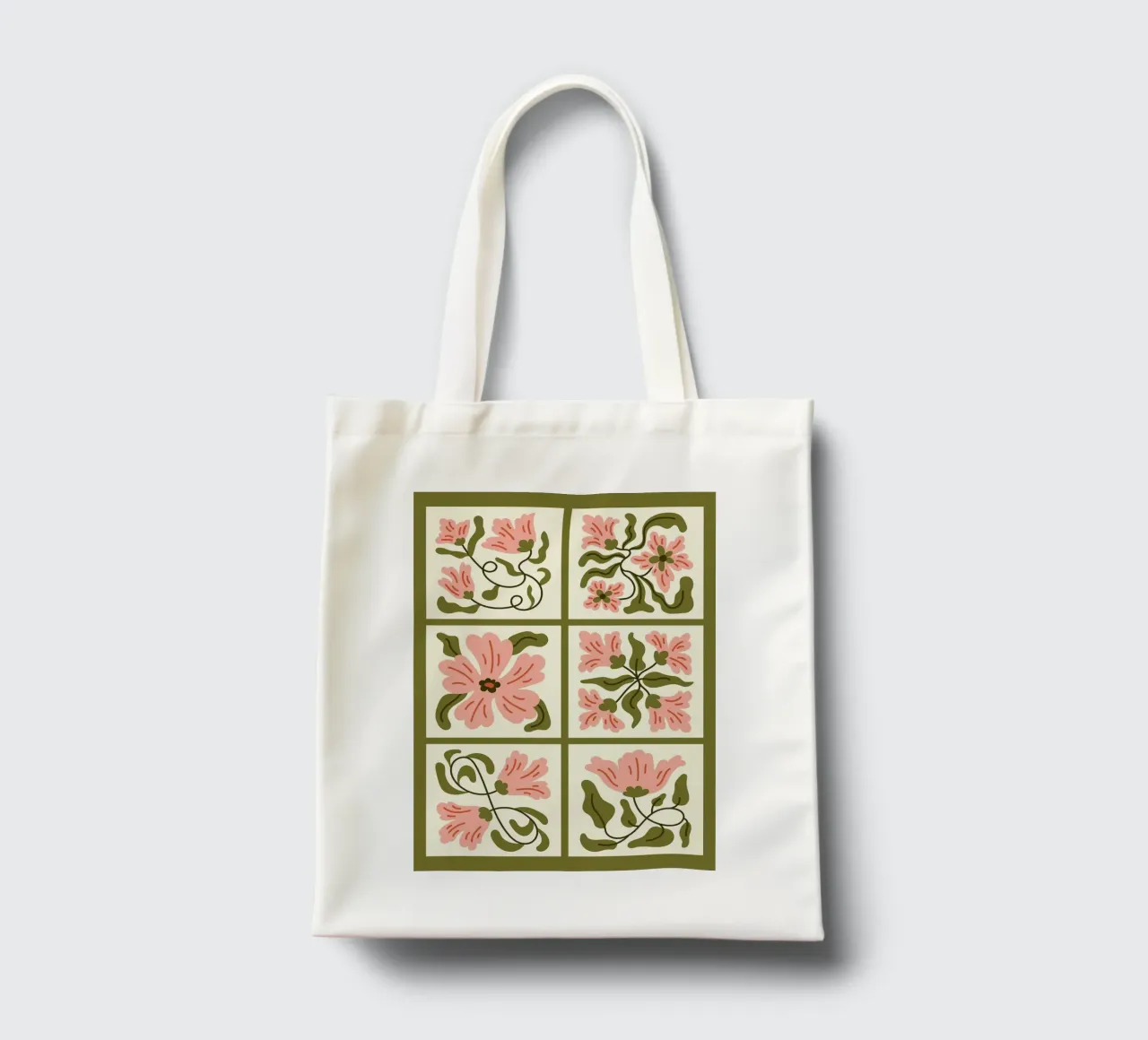 Collezione di piastrelle floreali ondulate Boho borsa in juta da E Cannon
