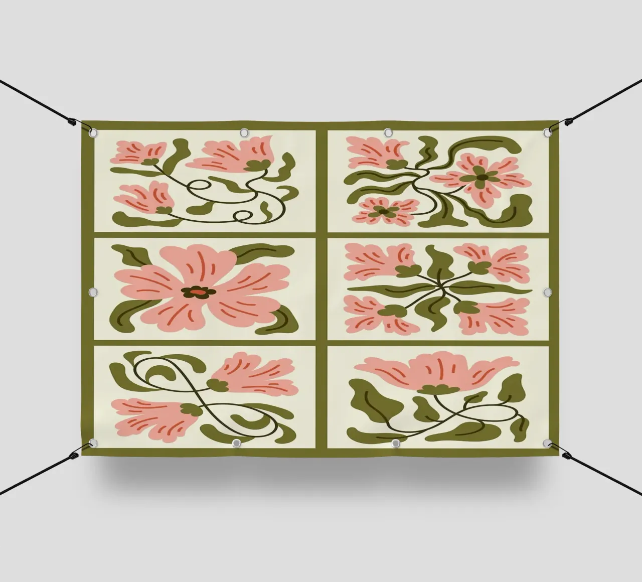 Collezione di piastrelle floreali ondulate Boho telo in pvc da E Cannon