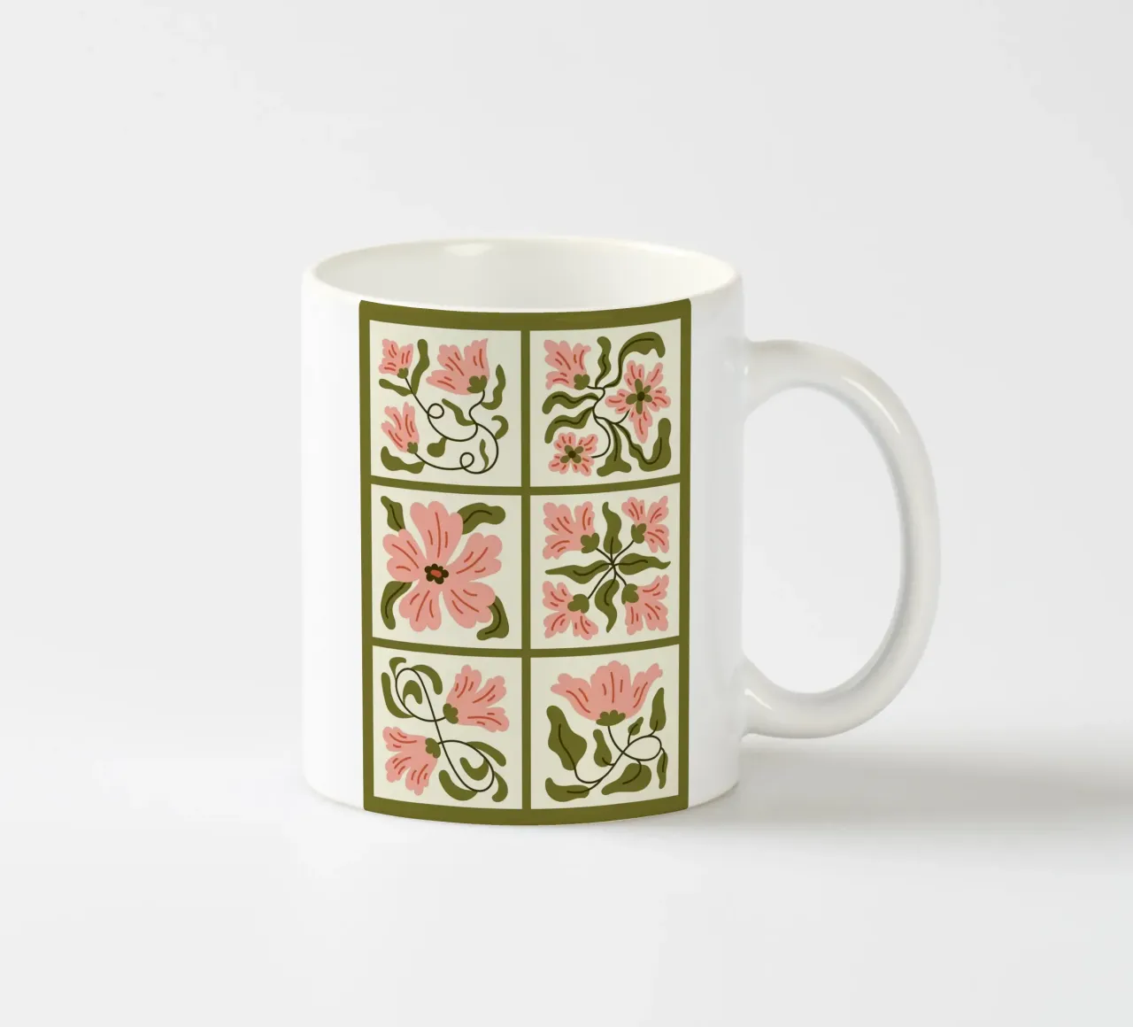 Collezione di piastrelle floreali ondulate Boho tazza in ceramica da E Cannon