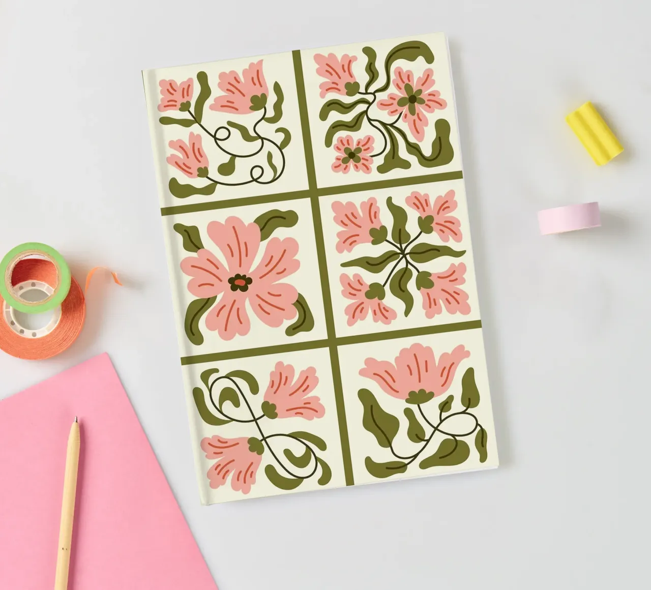 Collezione di piastrelle floreali ondulate Boho diario da E Cannon