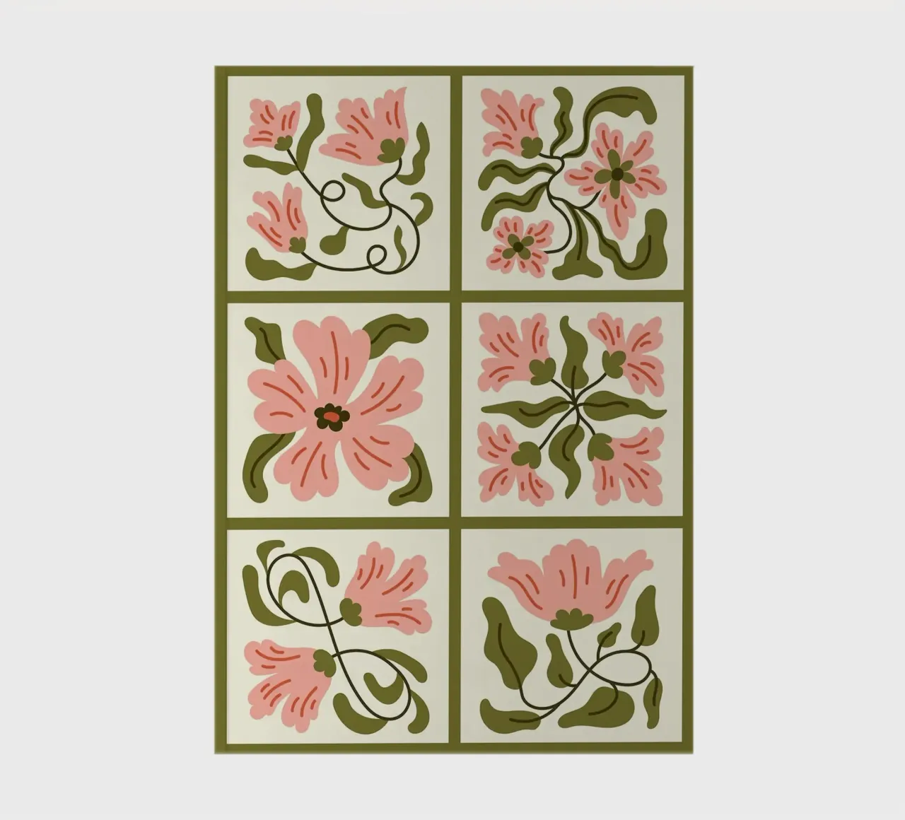 Collezione di piastrelle floreali ondulate Boho diario da E Cannon