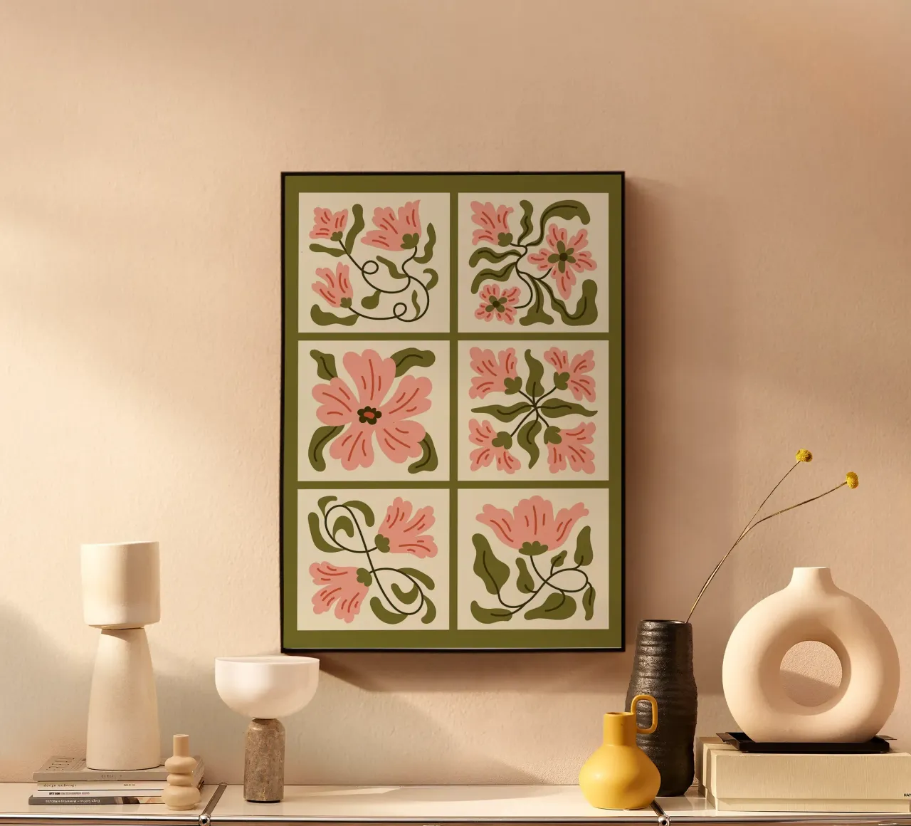 Collezione di piastrelle floreali ondulate Boho alluminio dibond da E Cannon