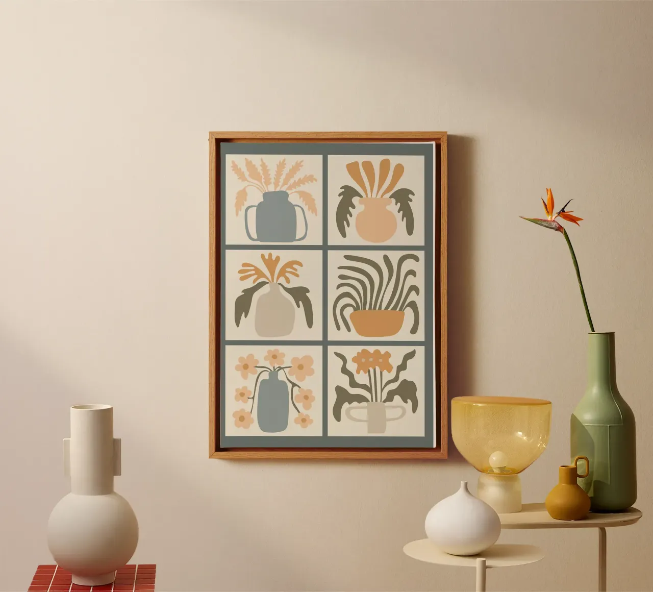 Minimalistische abstracte golvende bloemen canvas met Baklijst van E Cannon