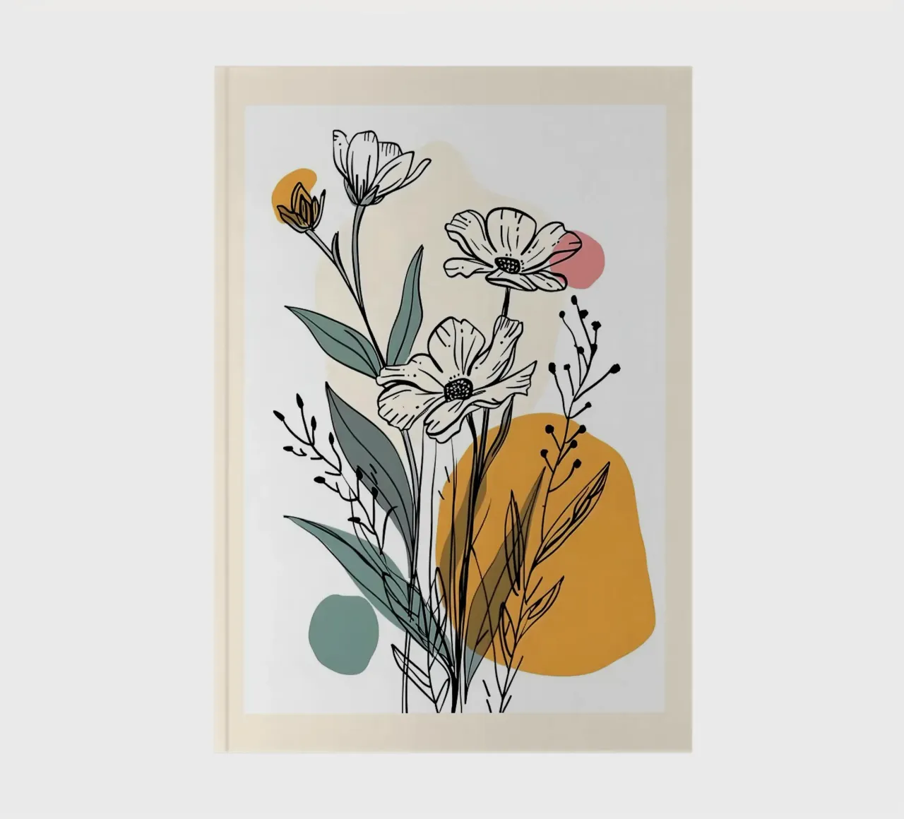 Line art floreale con forme astratte in rosa giallo blu diario da E Cannon