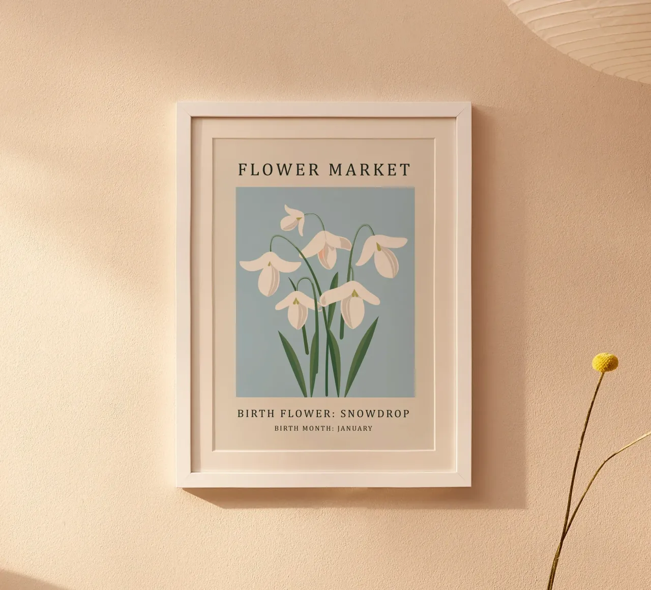 Fiore di nascita del bucaneve poster con telaio in plastica da E Cannon