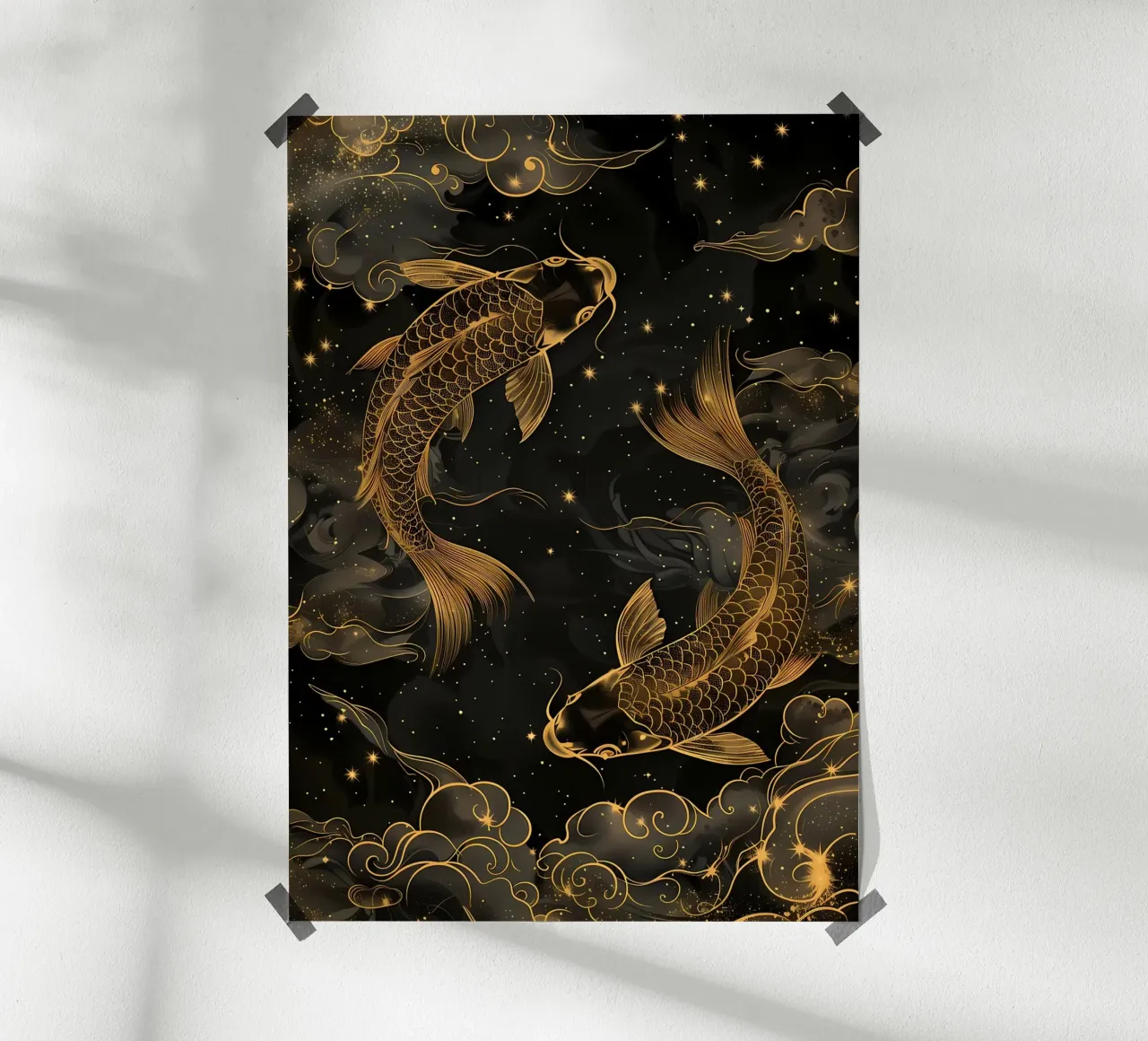 pesci koi pesci rossi acquatici poster con telaio in plastica da MountainShop
