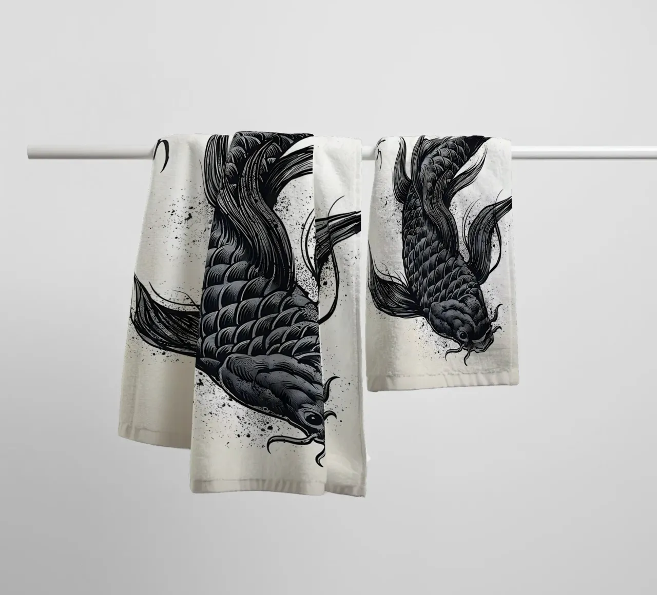 pesce koi calligrafia giapponese asciugamano da bagno da MountainShop