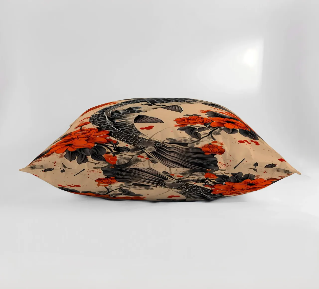 pesce koi fiori elementi floreali cuscino da MountainShop