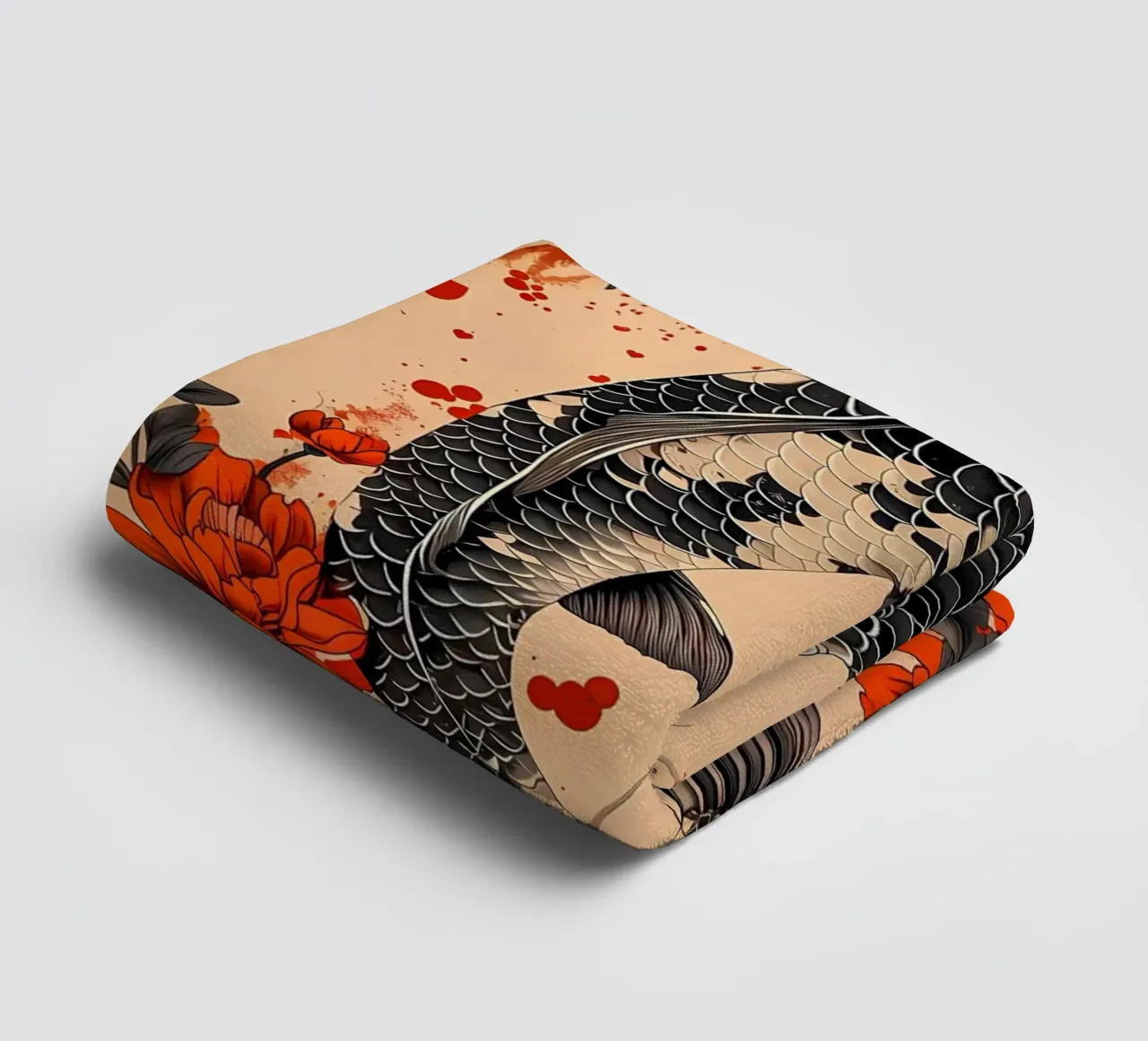 pesce koi fiori elementi floreali asciugamano da bagno da MountainShop