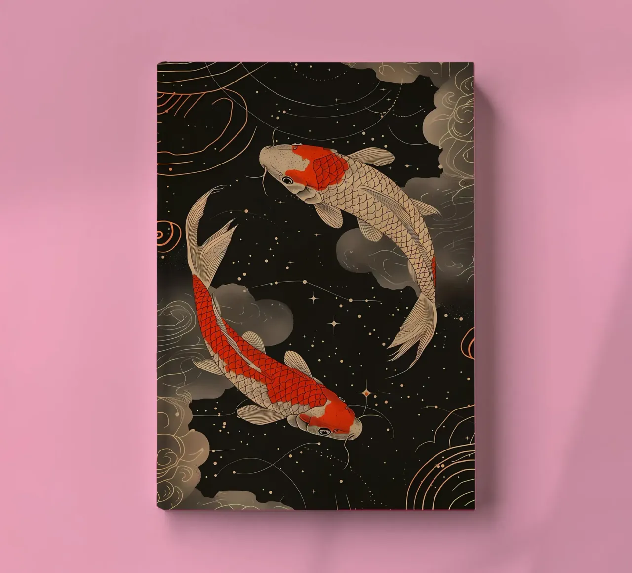 poisson koi nageant yin yang carnet de notes de MountainShop