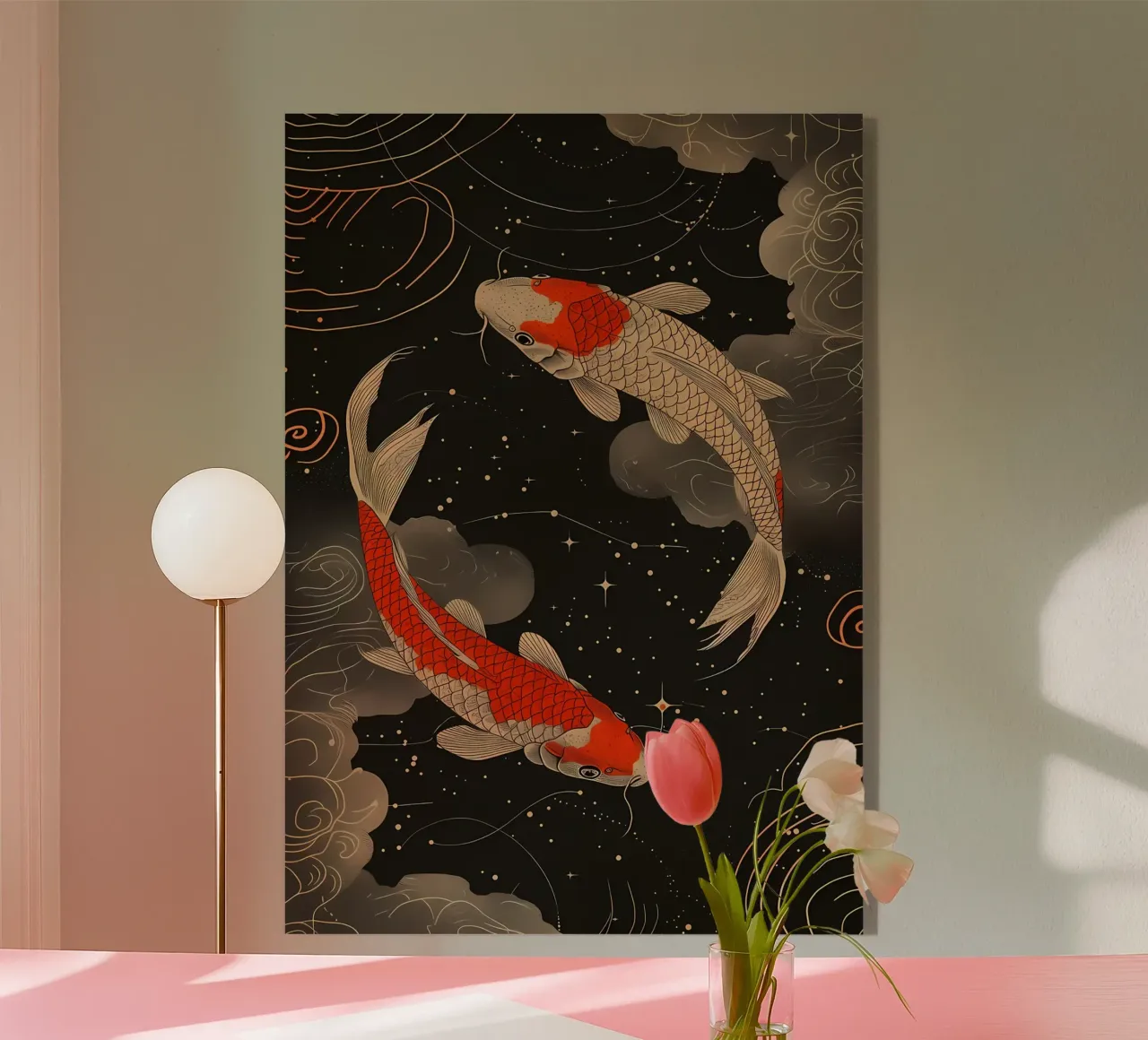 peces koi nadando yin yang metacrilato de MountainShop
