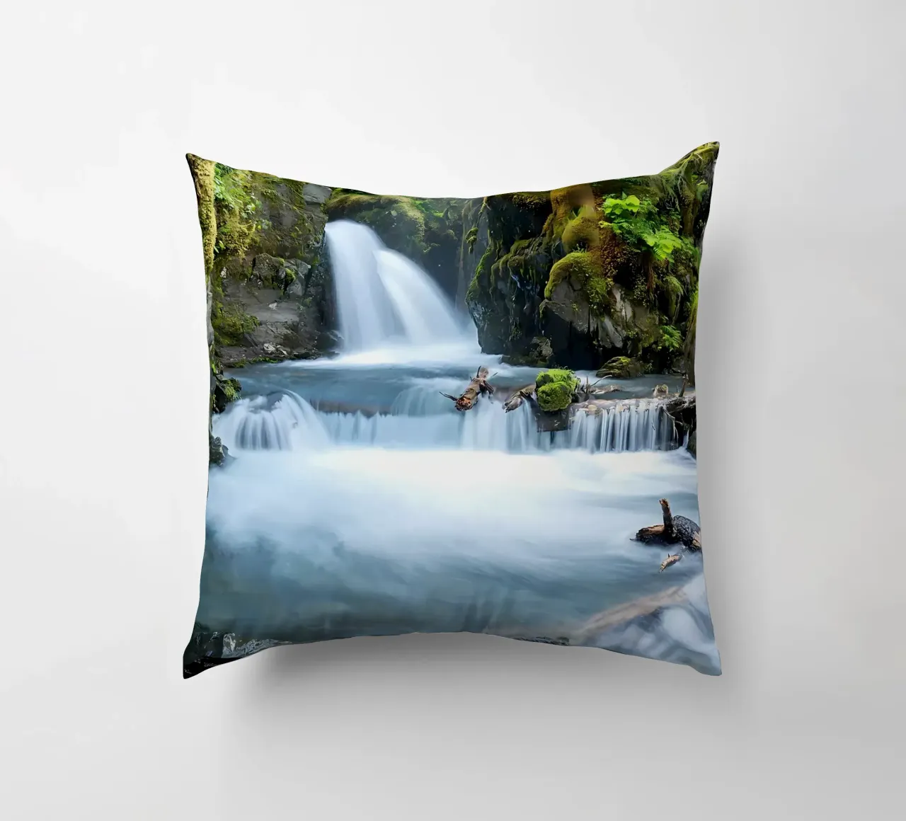 cascata bosco fiume muschio cuscino da MountainShop