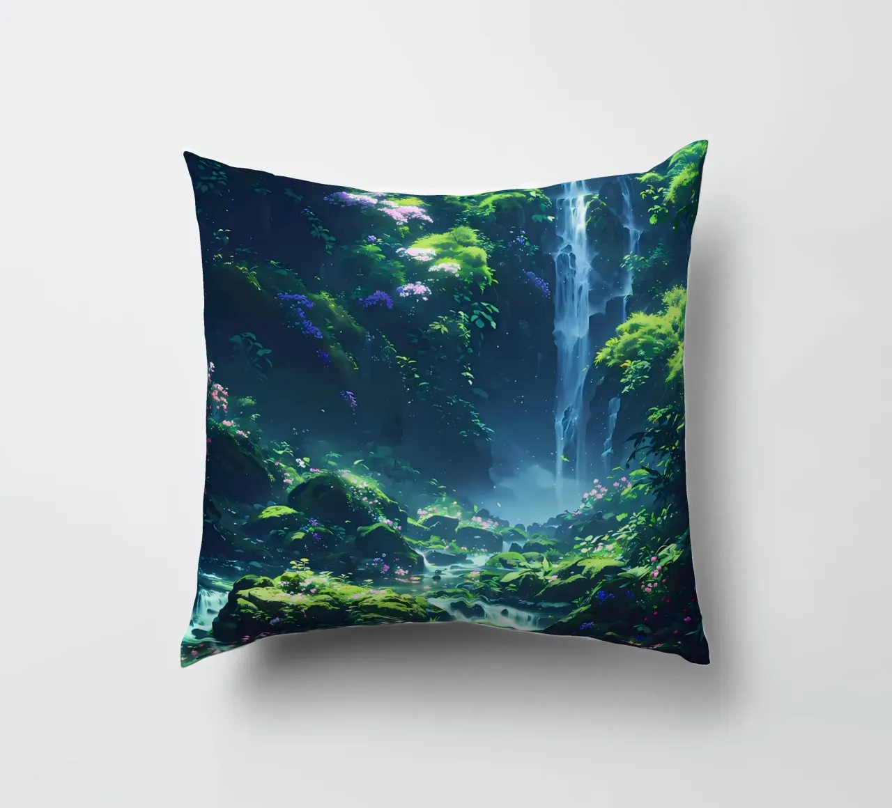 cascata foresta lussureggiante cuscino da MountainShop