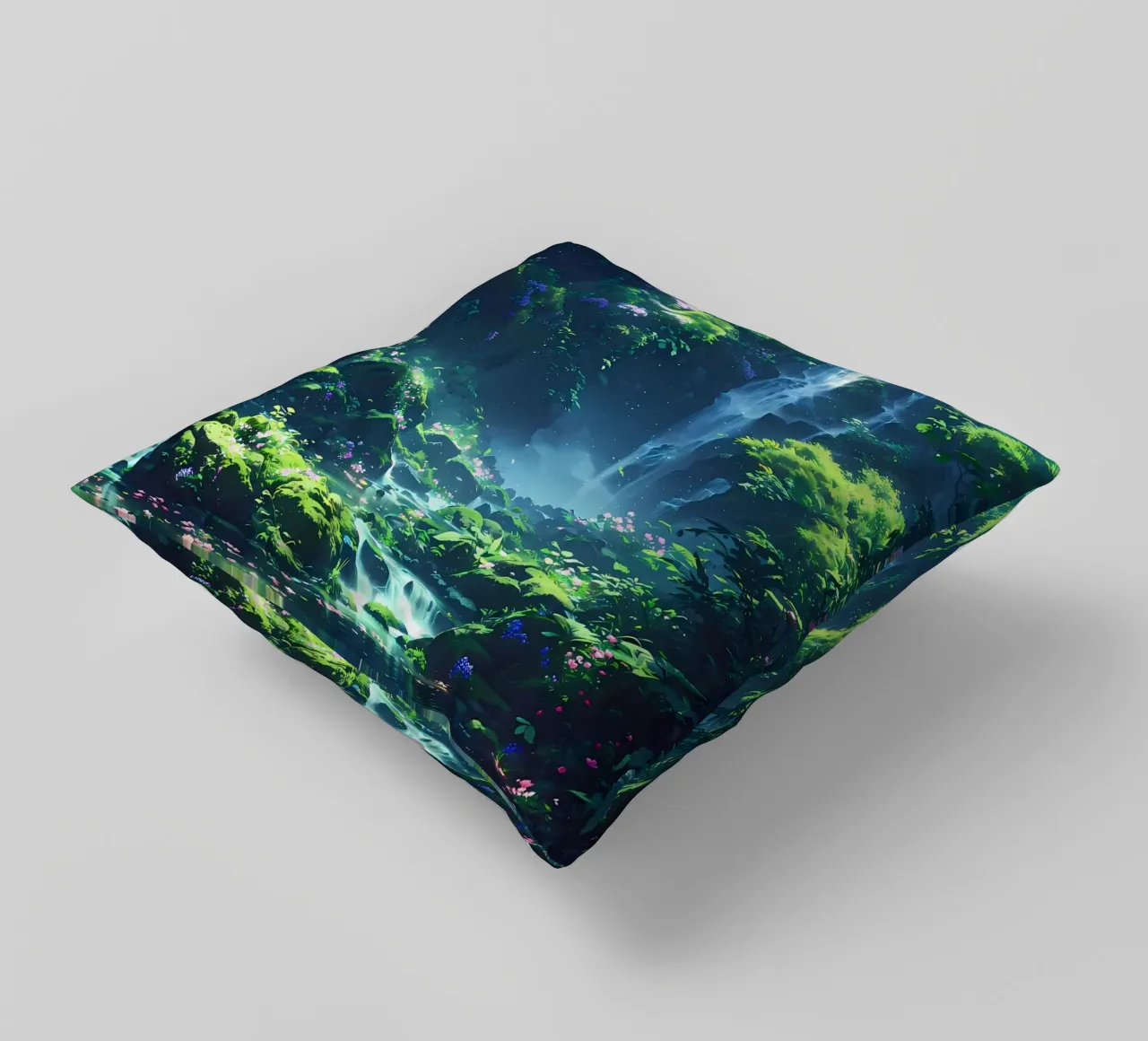 cascata foresta lussureggiante cuscino da MountainShop
