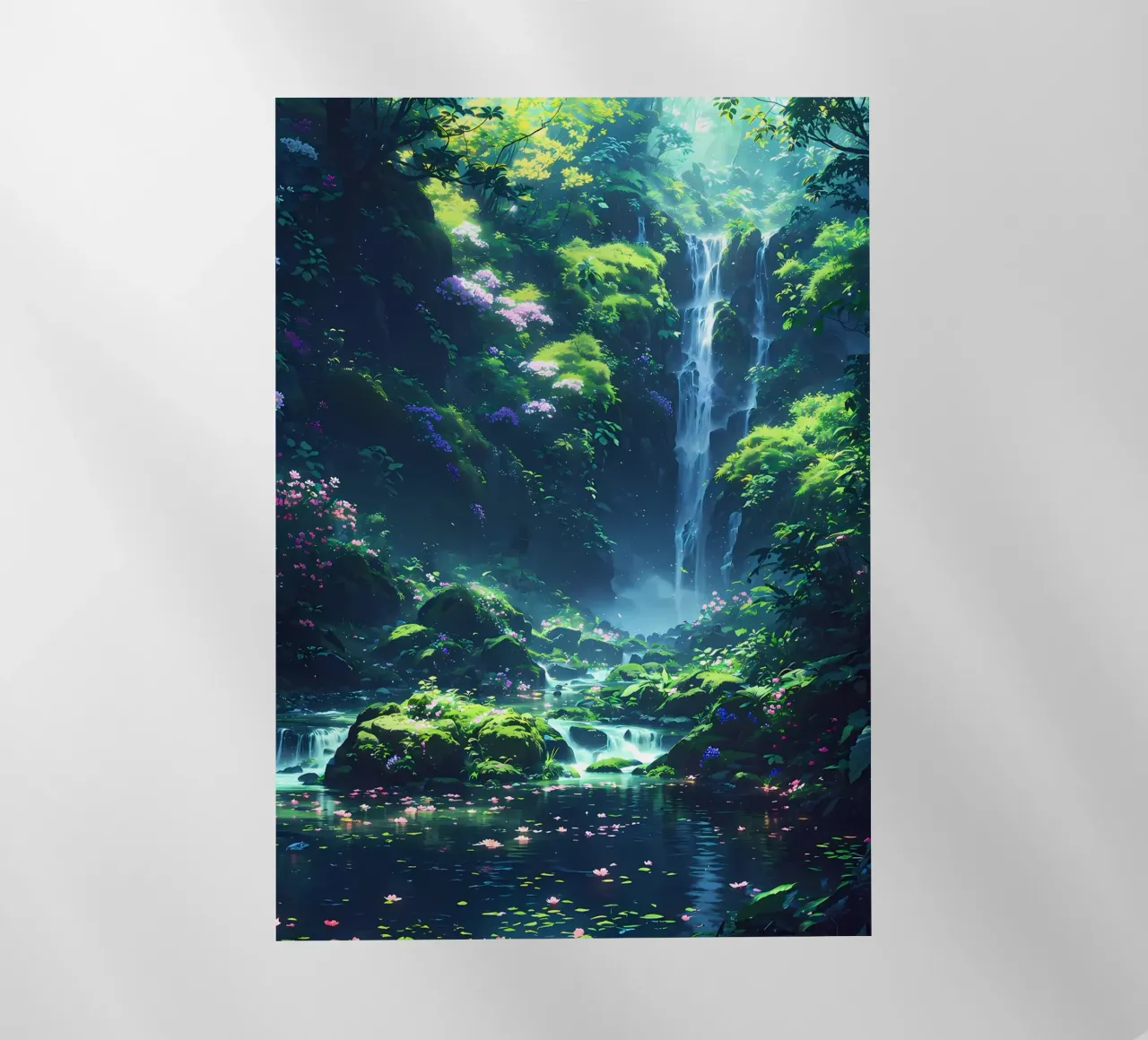 cascata foresta lussureggiante pellicola backlit da MountainShop