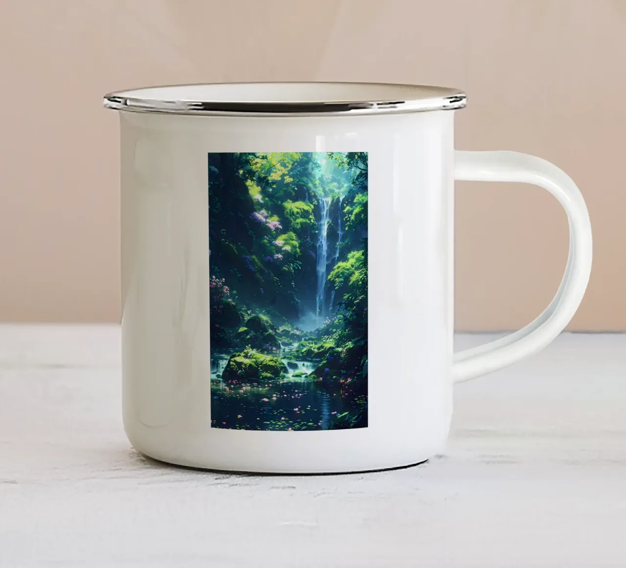 cascata foresta lussureggiante tazza in smalto da MountainShop