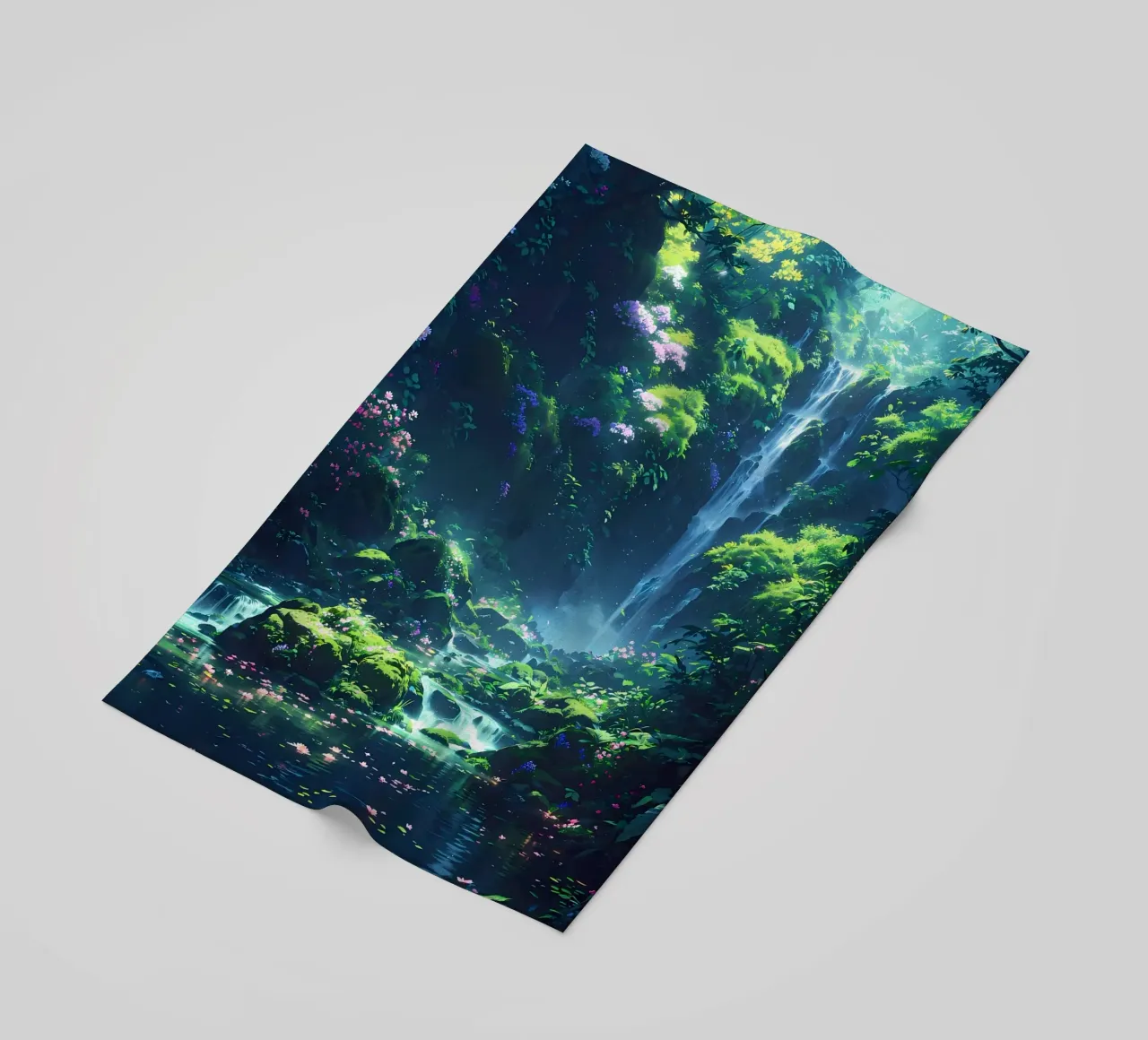 cascata foresta lussureggiante telo mare da MountainShop