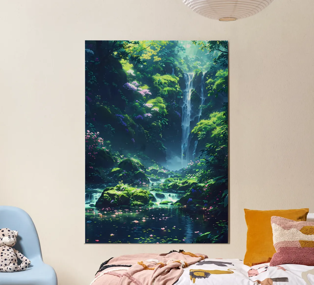 cascata foresta lussureggiante poster con telaio in plastica da MountainShop