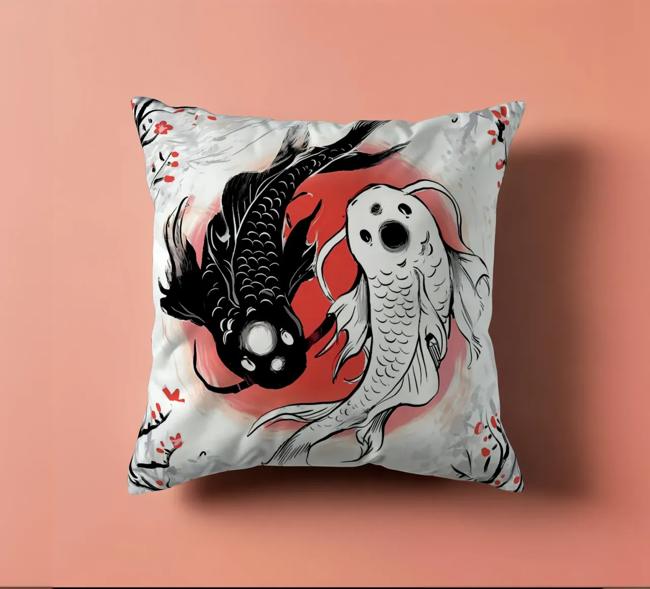 koi nere koi bianche cuscino da MountainShop