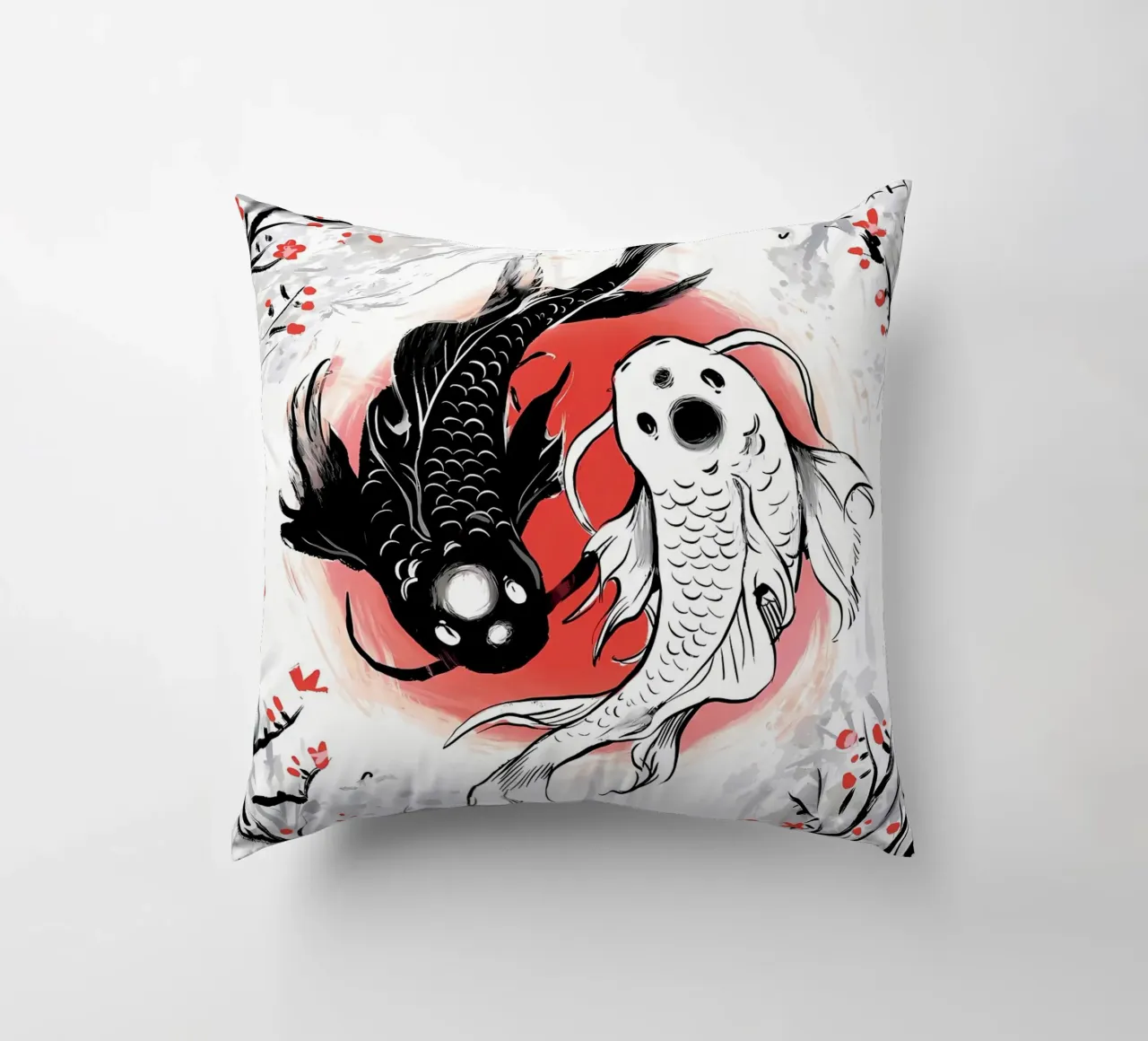 koi nere koi bianche cuscino da MountainShop