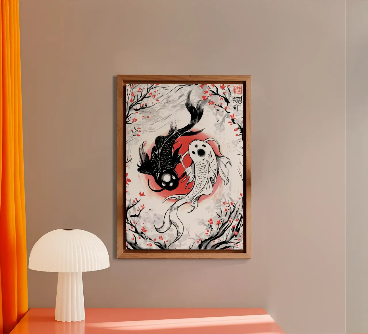 black koi white koi fish alu-dibond by MountainShop