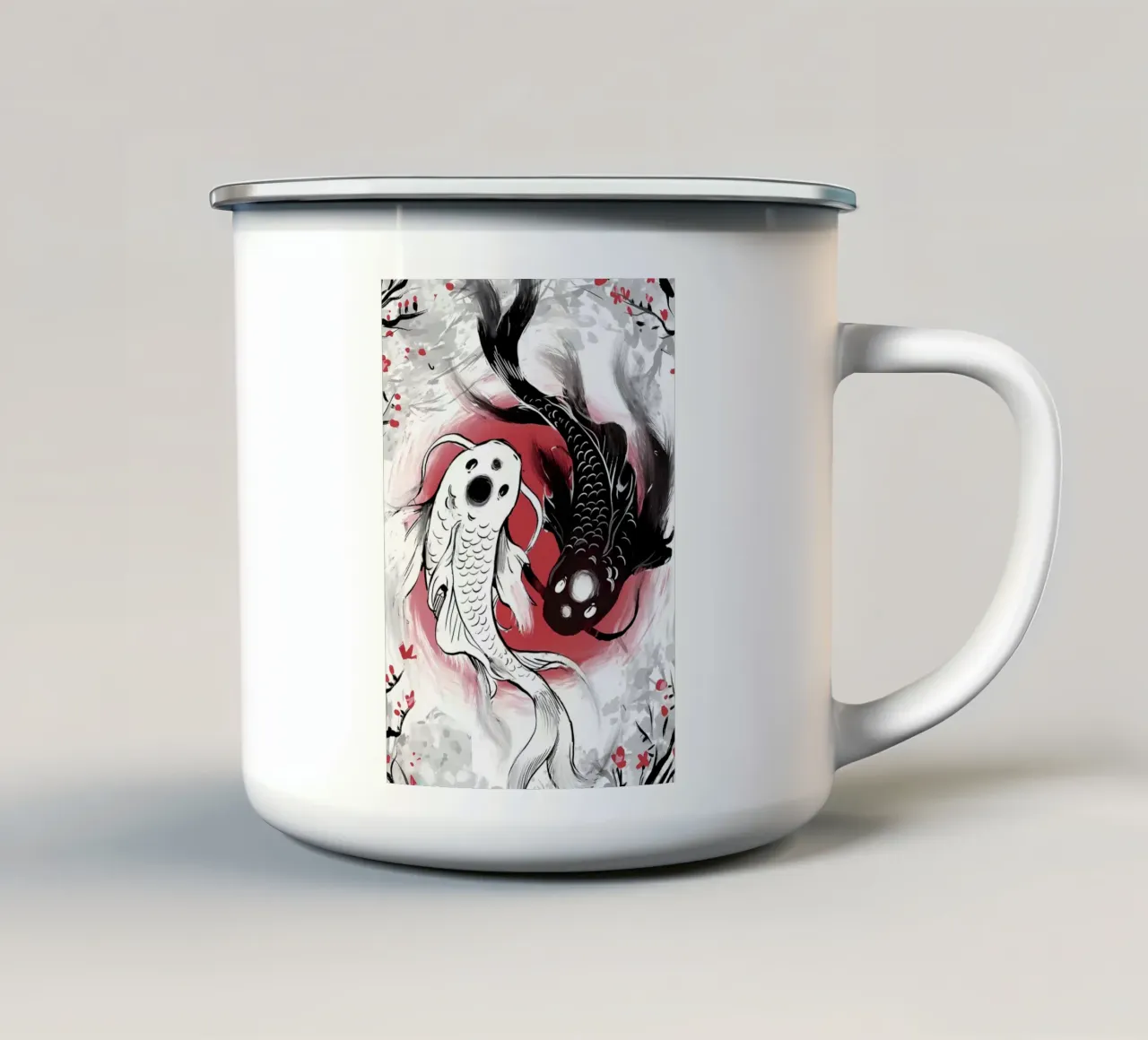 equilibrio yin-yang del pesce koi tazza in smalto da MountainShop