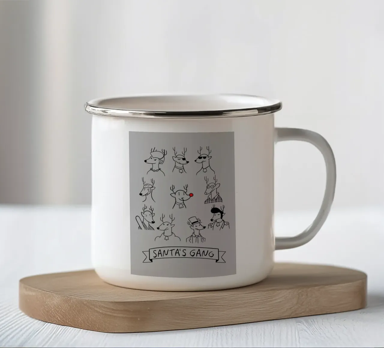 Santa's Gang tazza in smalto da Tobe Fonseca