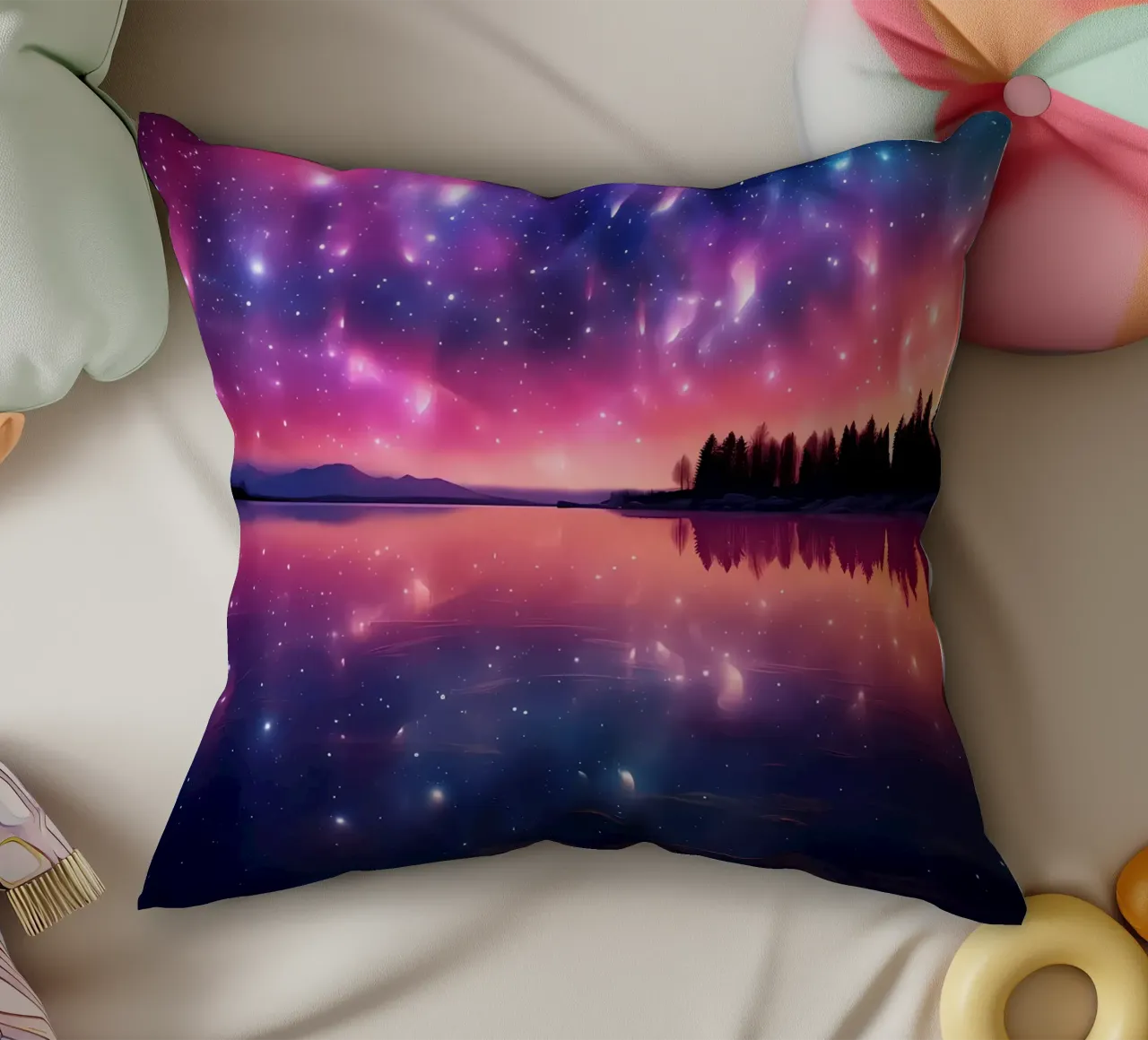 cielo notturno aurora boreale cuscino da Jennifer R Spyhalski