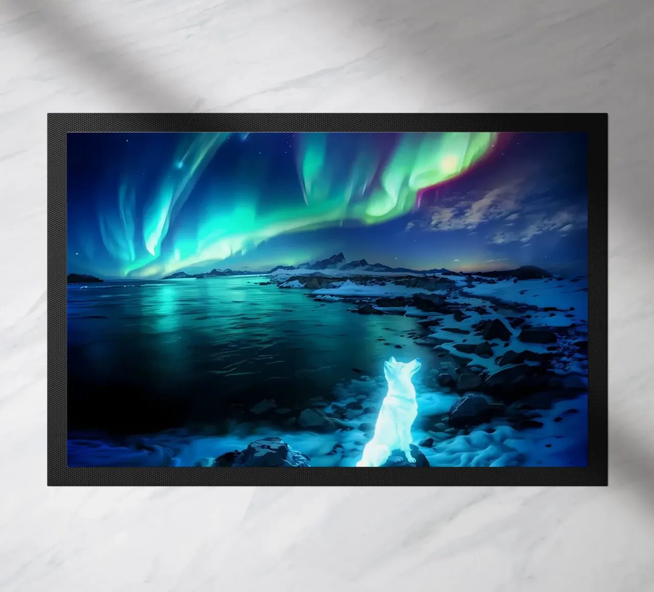 luci del nord aurora-boreale cielo notturno zerbino da Jennifer R Spyhalski