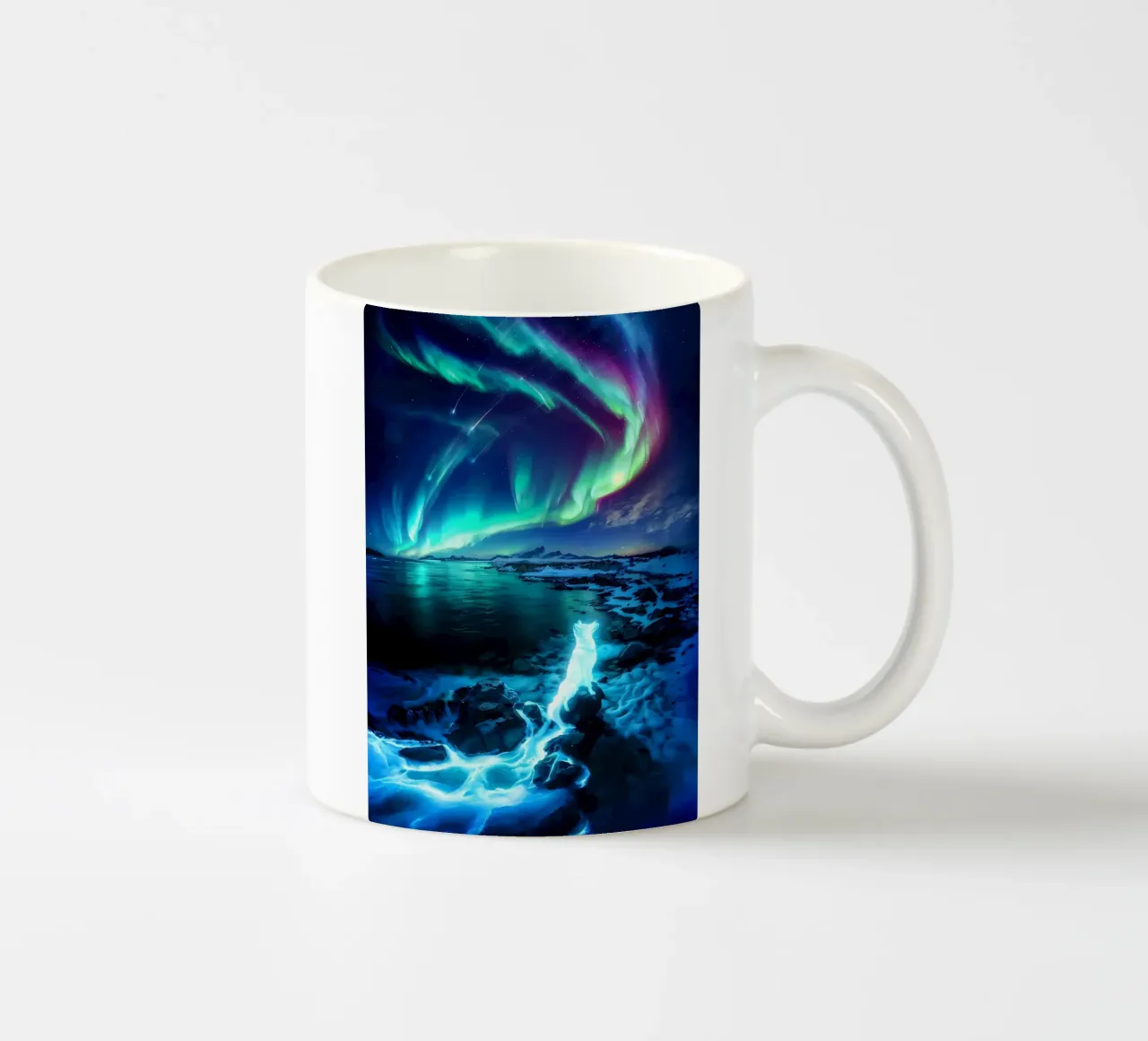 luci del nord aurora-boreale cielo notturno tazza in ceramica da Jennifer R Spyhalski