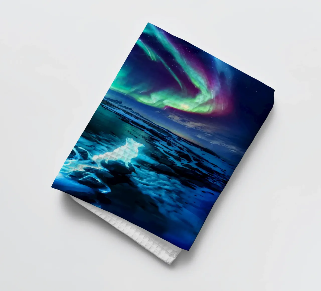 luci del nord aurora-boreale cielo notturno canovaccio da cucina da Jennifer R Spyhalski