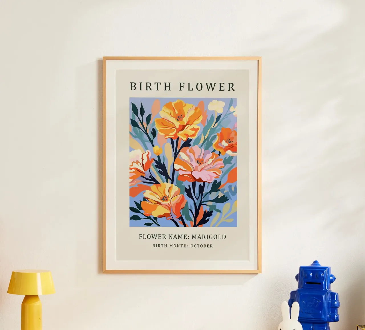 Fiore di nascita della calendula poster con telaio in plastica da E Cannon