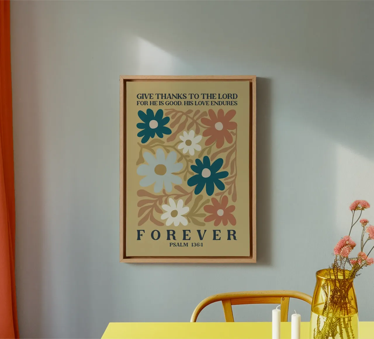 Give Thanks to the Lord canvas with Floater frame by E Cannon