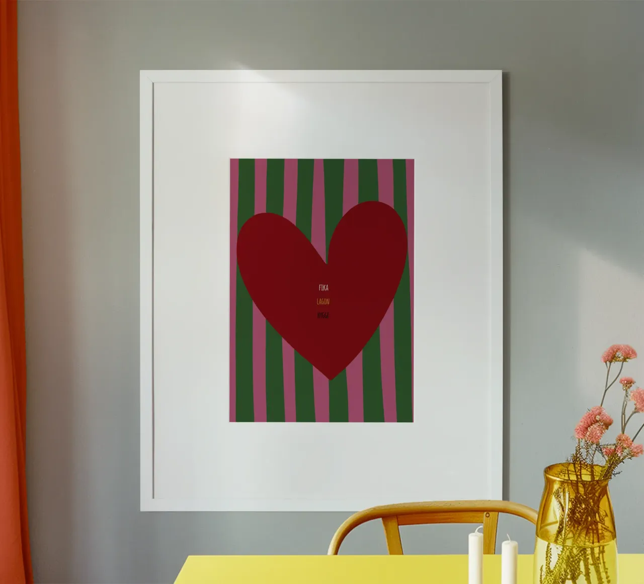 Fika Lagom Hygge poster con telaio in alluminio da Attaboy Dsgn