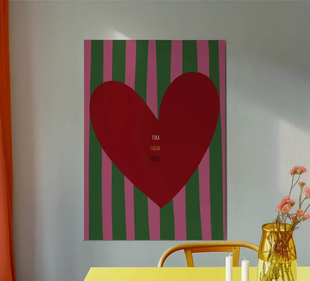 Fika Lagom Hygge poster con telaio in alluminio da Attaboy Dsgn