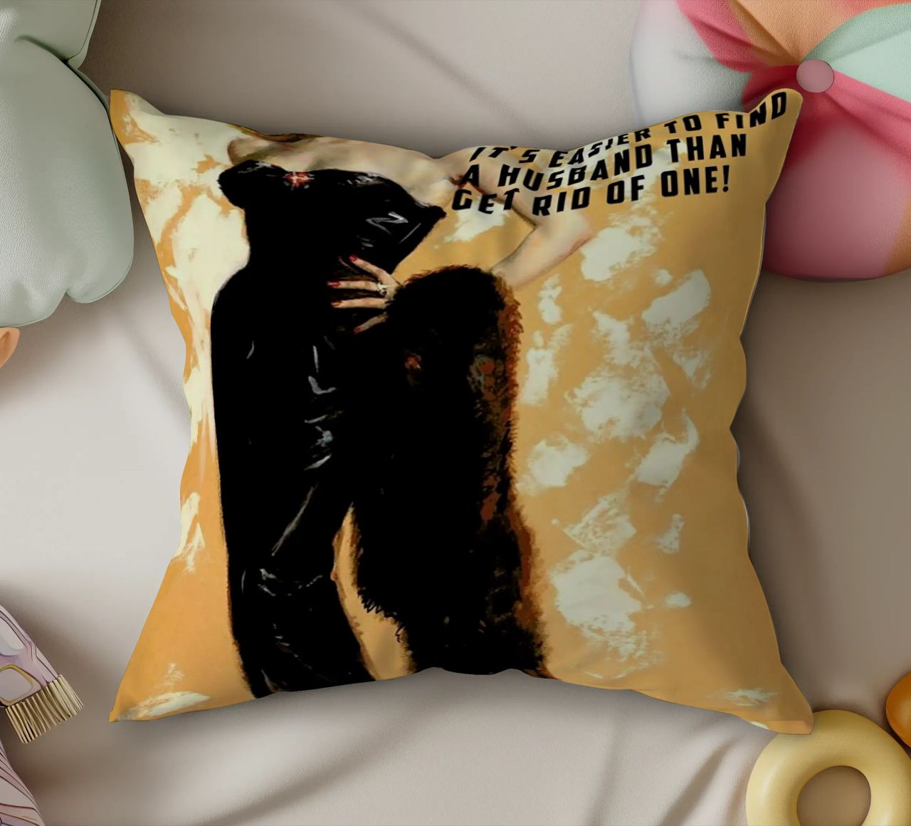 It's Easier To Find A Husband cuscino da Gallery Print and Art Limited