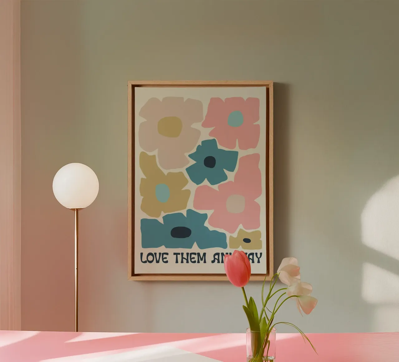 Minimalist Boho Floral with Christian Saying canvas with Floater frame by E Cannon