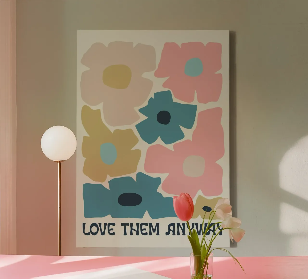Minimalist Boho Floral with Christian Saying canvas with Floater frame by E Cannon
