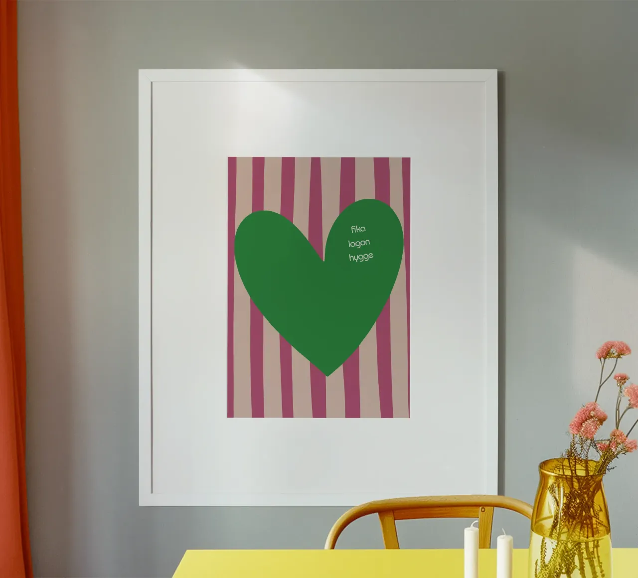 Fika Lagom Hygge poster con telaio in legno da Attaboy Dsgn