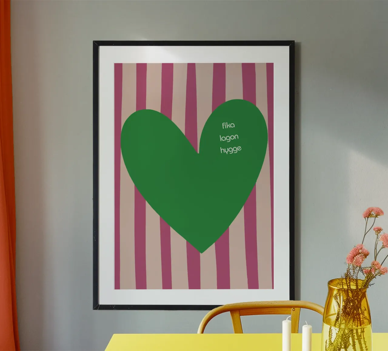 Fika Lagom Hygge poster con telaio in legno da Attaboy Dsgn