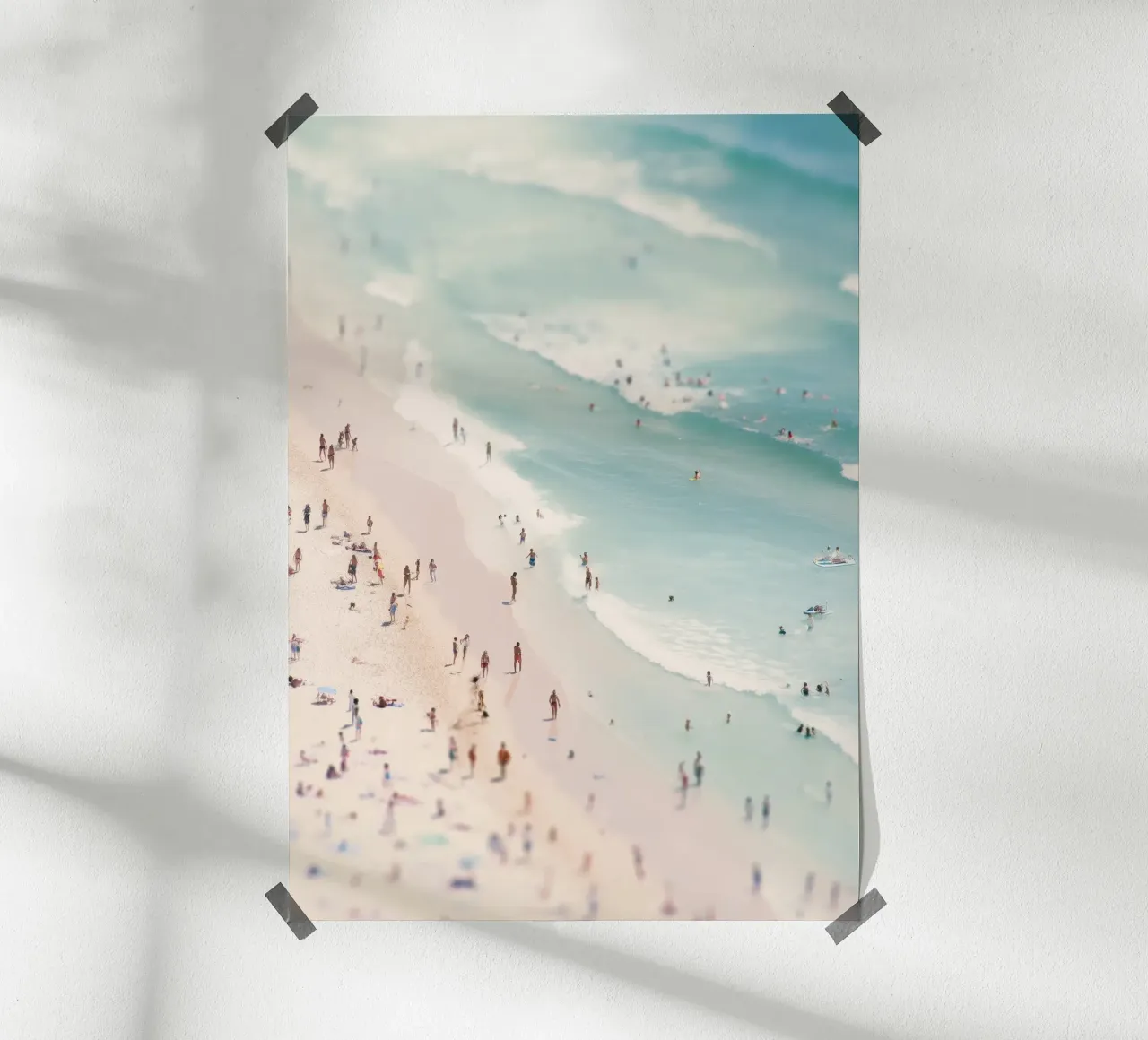 Mini Beach Days – Dreamy Aerial Poster in Pastel Tones poster con telaio in alluminio da Vela Luna