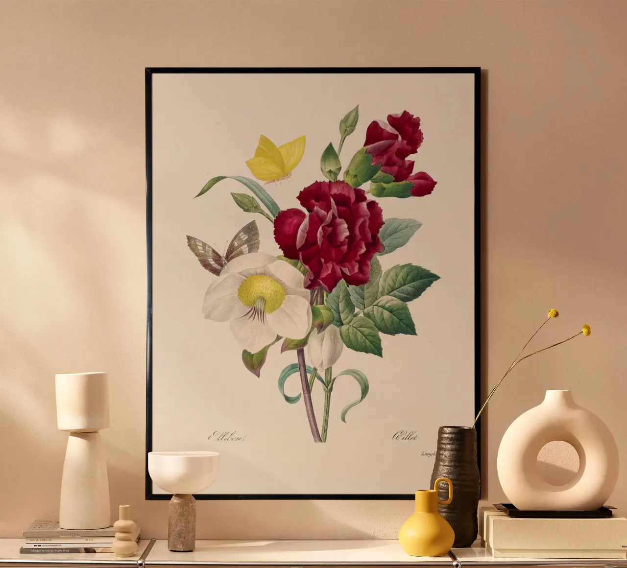 Hellebore and Oeillet poster con telaio in alluminio da vintageshop