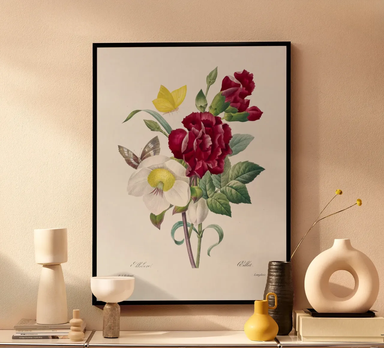 Hellebore and Oeillet poster con telaio in alluminio da vintageshop