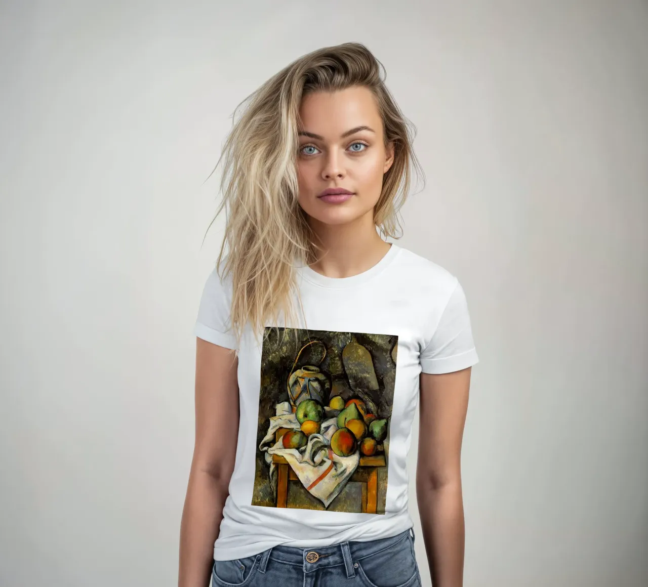 fruit in wood table women's fitted t-shirt by eternal nino