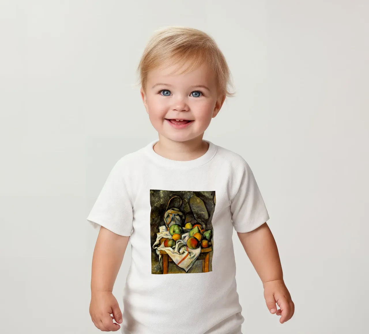 fruit in wood table baby t-shirt by eternal nino