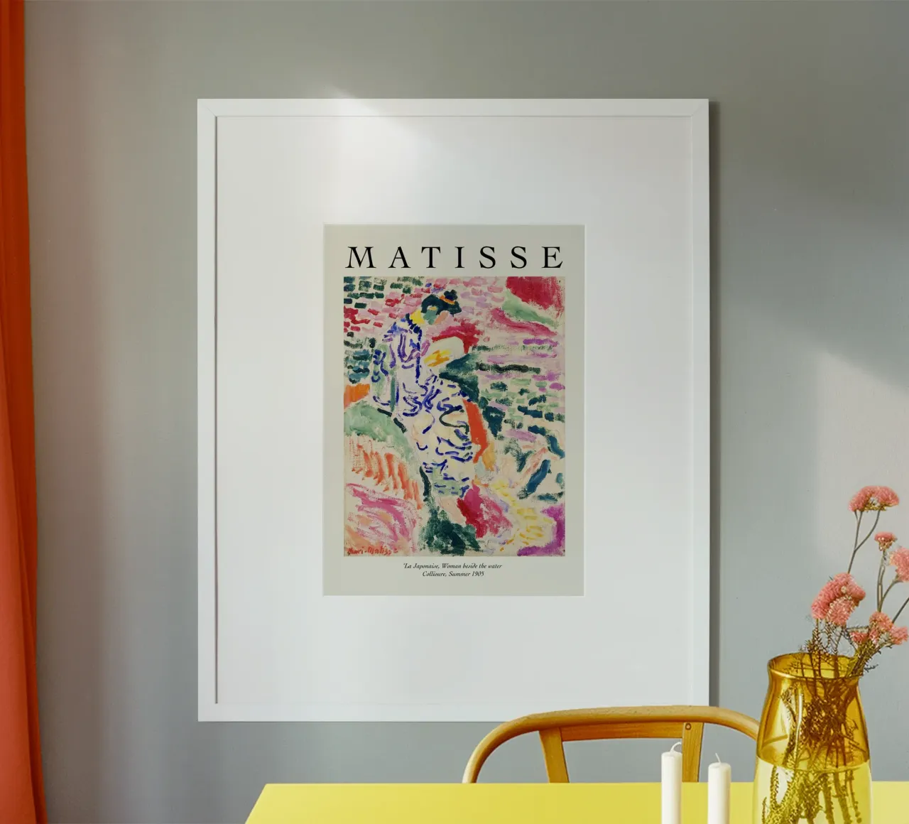 una donna accanto all'acqua poster con telaio in alluminio da sazkia art