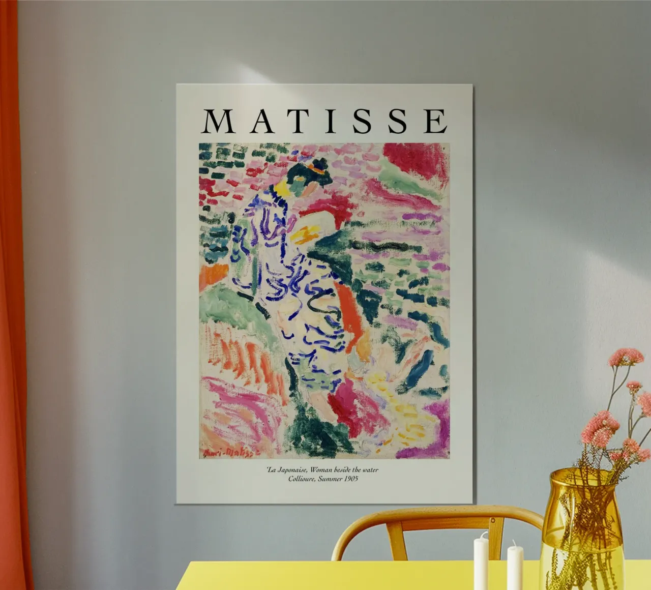una donna accanto all'acqua poster con telaio in alluminio da sazkia art