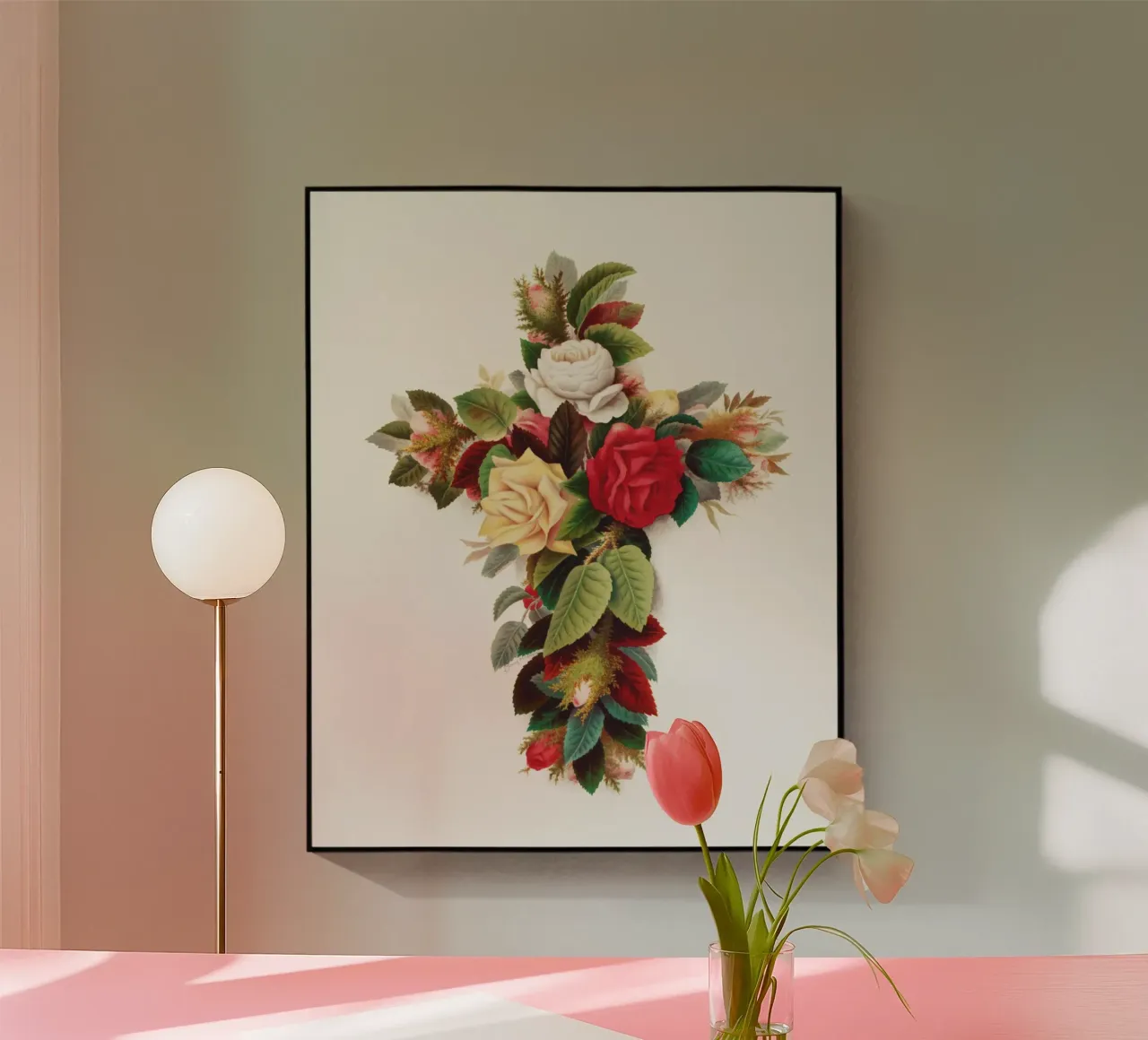 Cross of roses plexiglass da vintageshop