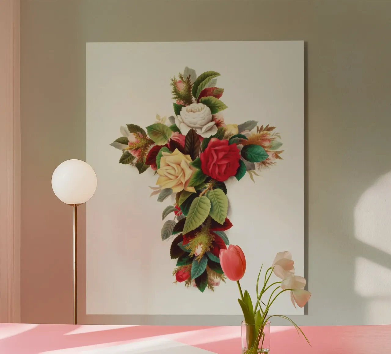 Cross of roses plexiglass da vintageshop